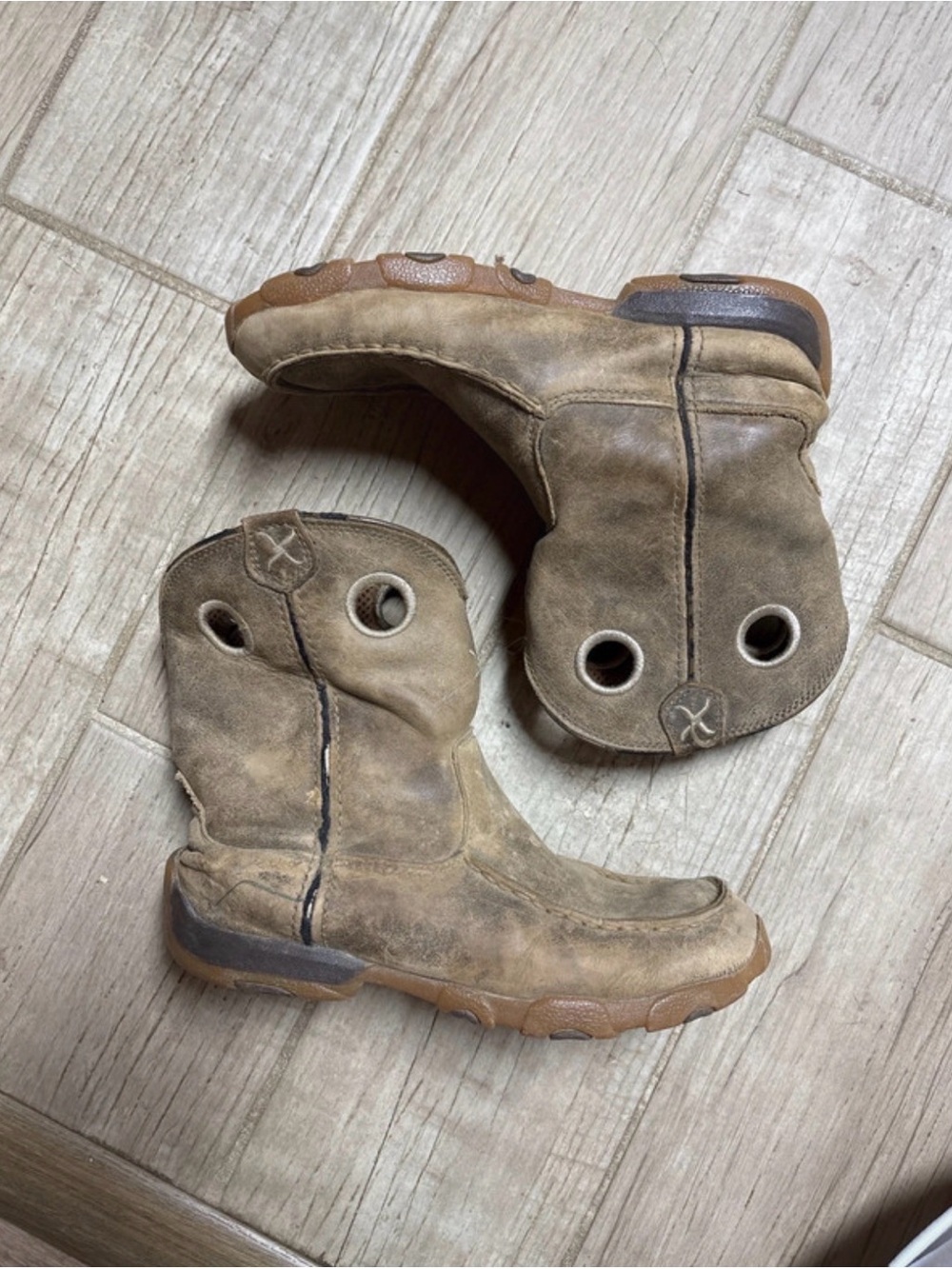 Twisted X Kids Tan Brown Suede Pull-On Boots